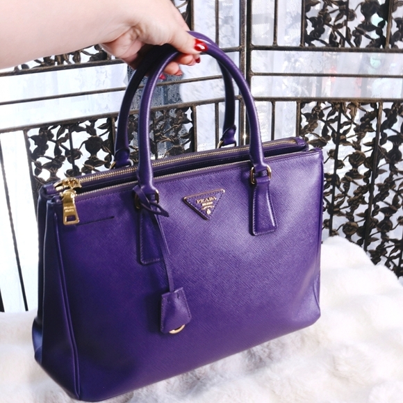PRADA Galleria Double-Zip Saffiano Lux Purple Leather Tote Bag - Picture 2 of 7